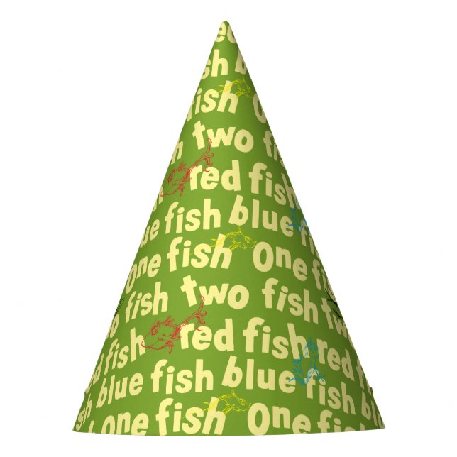 One Fish Two Fish Typography Pattern Party Hat (Front)