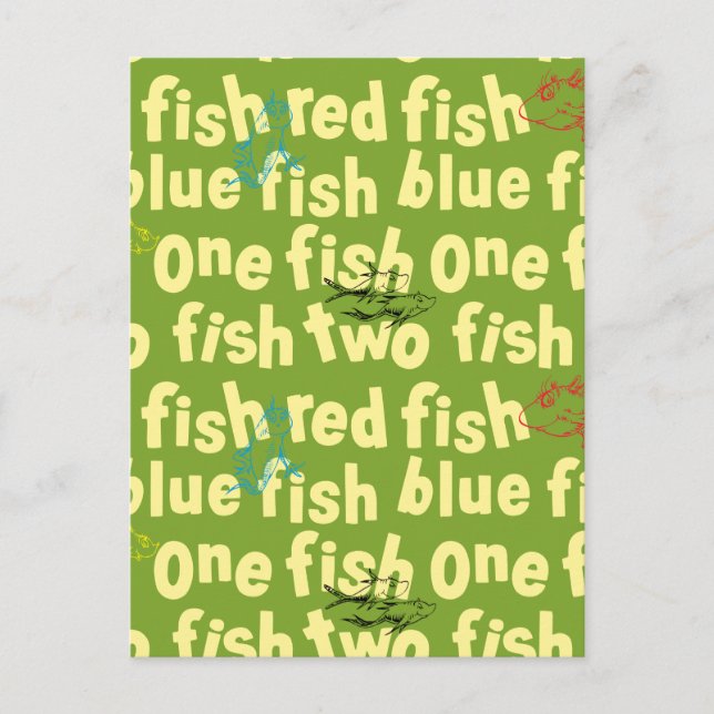 One Fish Two Fish Typography Pattern Postcard (Front)