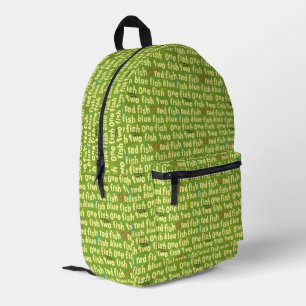 One Fish Two Fish Typography Pattern Printed Backpack