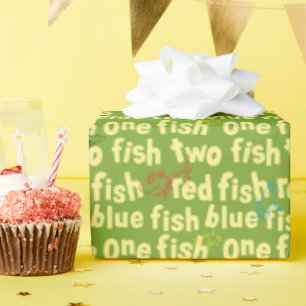 One Fish Two Fish Typography Pattern Wrapping Paper