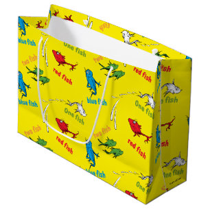 One Fish Two Fish Yellow Pattern Large Gift Bag