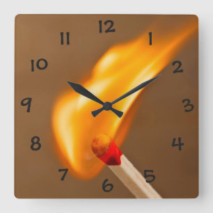 One Flame of Fire Square Wall Clock
