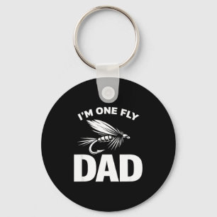 One fly dad funny fishing minimalist fathers day key ring