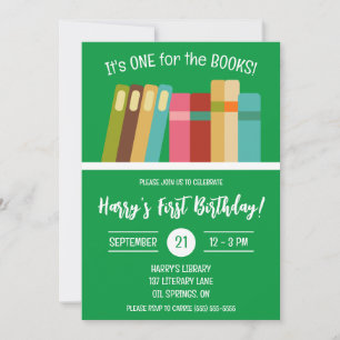 One for the Books! Kids' First Birthday Party  Invitation