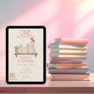 One for the Books, Princess, 1st Birthday Invitation