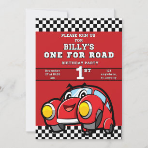 ONE FOR THE ROAD BOY RED 1st BIRTHDAY PARTY Invitation