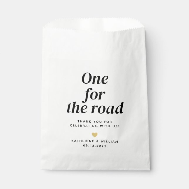 One For The Road Wedding Thank You Snack Favour Ba Bags (Front)