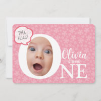 One fun baby photo pink flower birthday