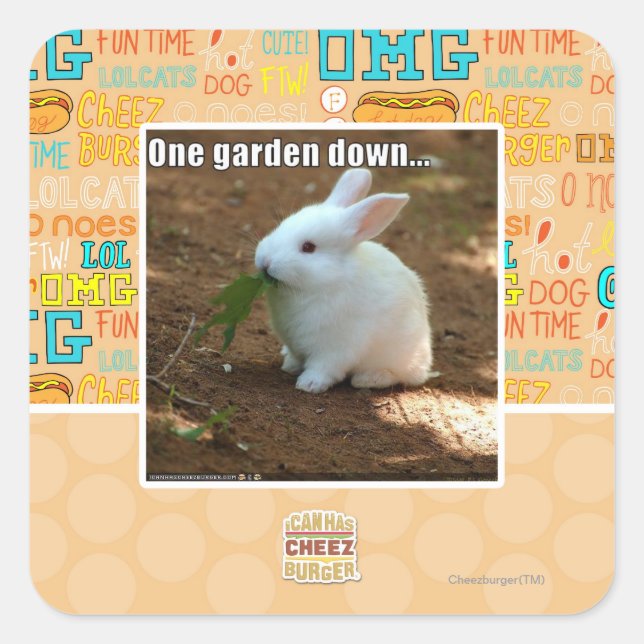 One Garden Down� Square Sticker (Front)