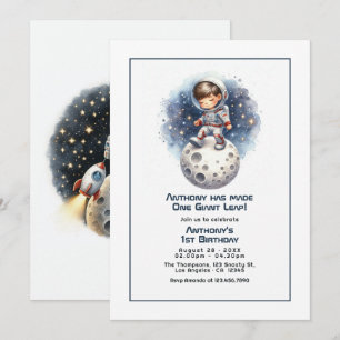  One Giant Leap Little Astronaut Birthday Party Invitation