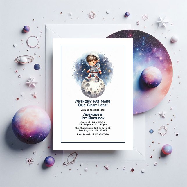  One Giant Leap Little Astronaut Birthday Party Invitation (One Giant Leap Little Astronaut Birthday Party Invitation)