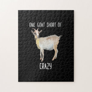 One Goat Short Of Crazy Funny Goat Jigsaw Puzzle
