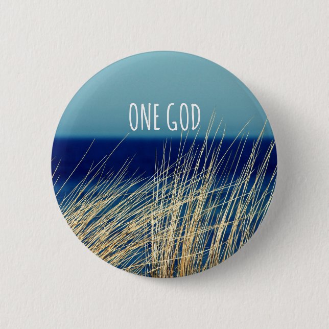 One God 6 Cm Round Badge (Front)