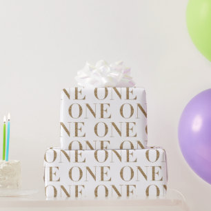 ONE Gold Glitter First Birthday Wrapping Paper