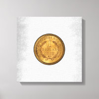 One Golden Dollar 1853 Coin Silver Background