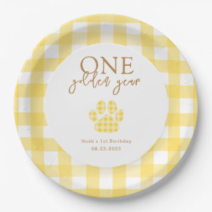 One Golden Year Golden Retriever Birthday Party Paper Plate
