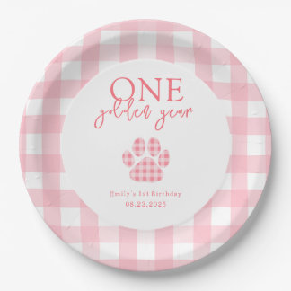 One Golden Year Golden Retriever Girls Birthday Paper Plate