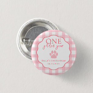 One Golden Year Paw Print First Birthday Party 3 Cm Round Badge