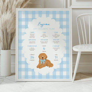 One Golden Year Puppy Dog 1st Birthday Milestone  Poster