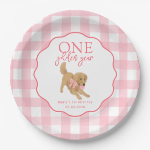 One Golden Year Retriever First Birthday Party Paper Plate