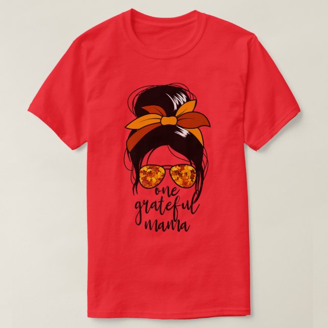 One Grateful Mama Thanksgiving Autumn Women's Mess T-Shirt (Design Front)