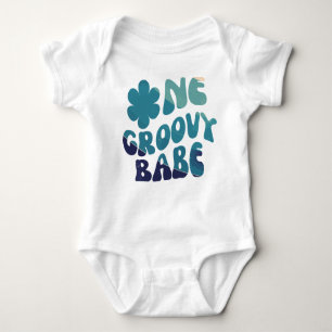 One Groovy Babe Retro Daisy 70s Birthday Girl Baby Bodysuit