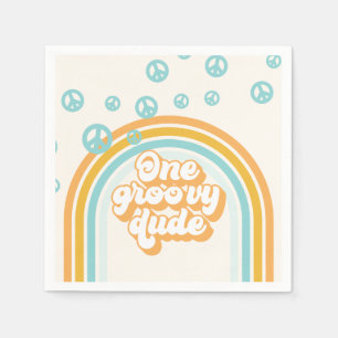 One Groovy Dude Retro Boy 1st Birthday Napkin