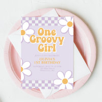 One Groovy Girl Retro Check Lilac Daisy