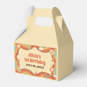 One Groovy Girl Retro Rainbow 1st Birthday Party Favour Box