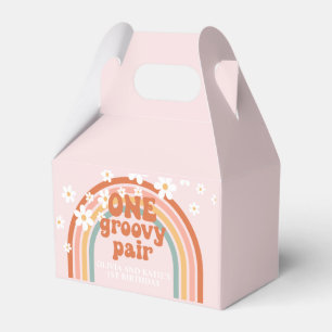 One Groovy Pair daisy rainbow 1st birthday Favour Box