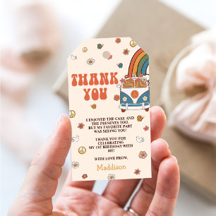 One Groovy Retro Rainbow 1st Birthday Gift Tags