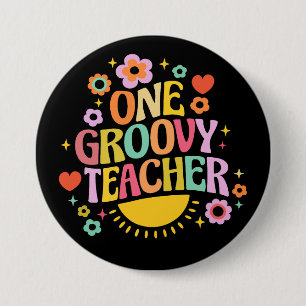 One groovy teacher 7.5 cm round badge