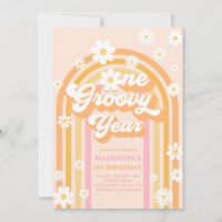 One Groovy Year Boho Daisy Rainbow 1st Birthday