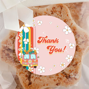 One Groovy Year Retro Rainbow 1st Birthday Party Classic Round Sticker