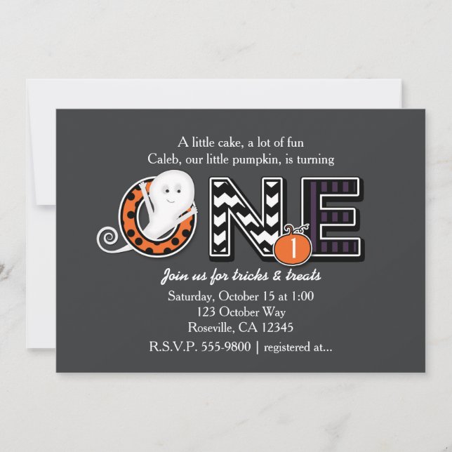 ONE Halloween Fall 1st Birthday Party Invitation (Front)