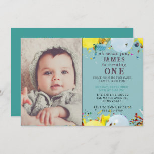 One Happy 1st Birthday Invite Custom Cute