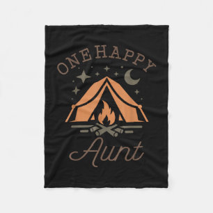 One happy aunt camper 1st birthday camping family fleece blanket