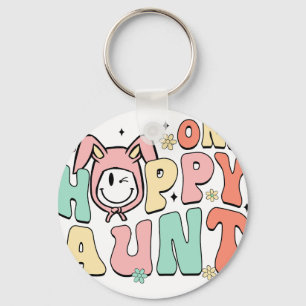 one happy aunt, retro, vintage key ring