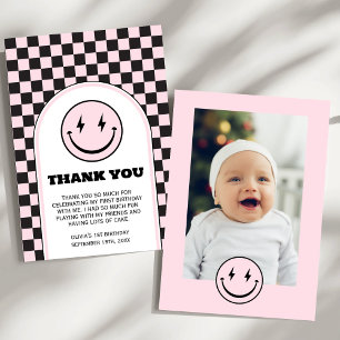 One Happy Babe Birthday Photo Flat Thank You Card
