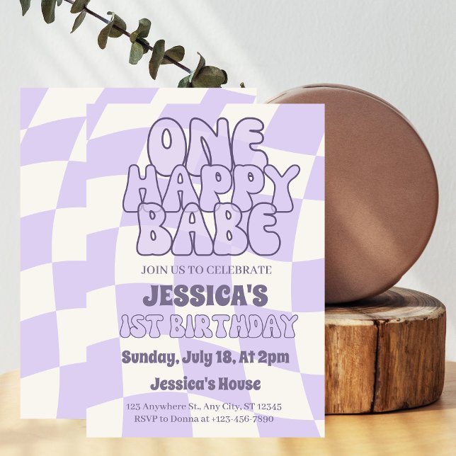 One Happy Babe Girl 1st Birthday Personalised Invitation (Creator Uploaded)