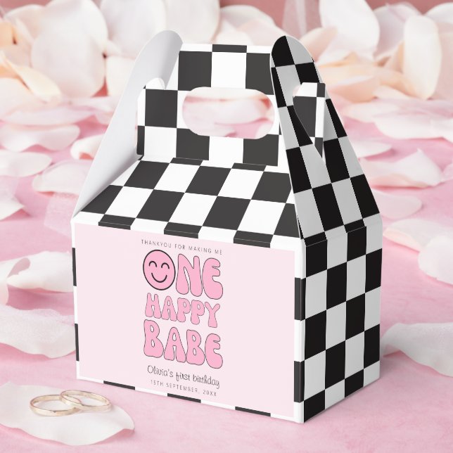 One Happy Babe Happy Face Pink  Favour Box (Wedding)