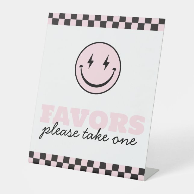 One Happy Babe Pink Smile Favours Sign  (Front)