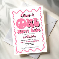 One happy babe retro pink 1st birthday party