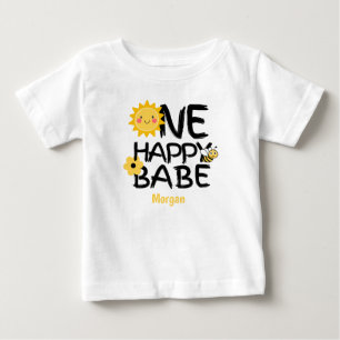 One Happy Babe Yellow Sunny Bee Girls 1st Birthday Baby T-Shirt
