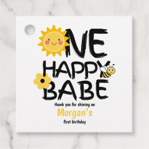 One Happy Babe Yellow Sunny Bee Girls 1st Birthday Favour Tags