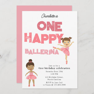 One Happy Ballerina Invite 1st Girl Birthday