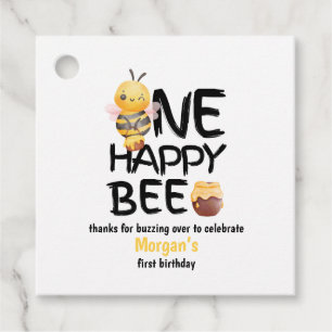 One Happy Bee Honey Yellow Bee Girls 1st Birthday Favour Tags