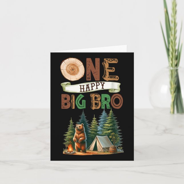 One Happy Big Bro Camper First Birthday Camping Be Card (Front)