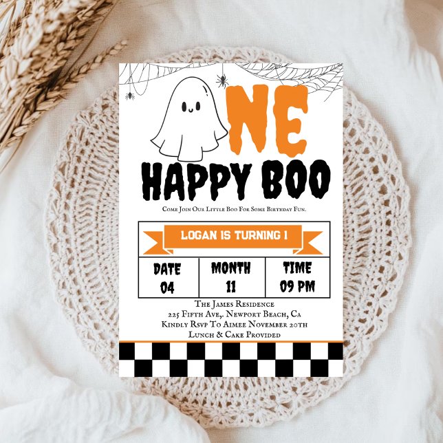 One Happy Boo Boy 1st Birthday Party Invitation (Creator Uploaded)