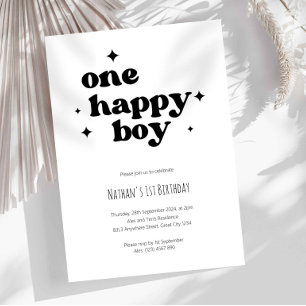 One Happy Boy 1st Birthday Invitation First Bday